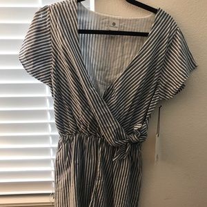 NEW Blue and White V-neck Romper